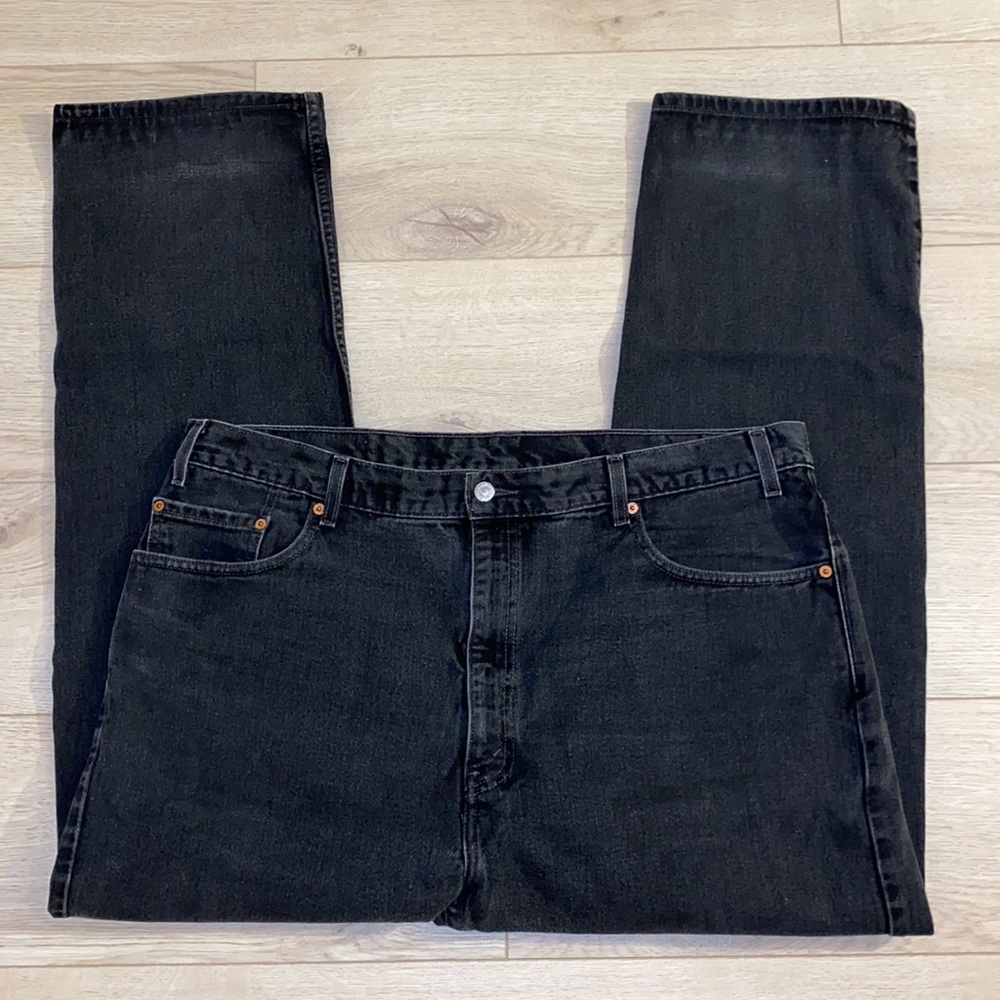 Levi’s 505 Black Regular Fit 100% Cotton 5 Pocket Straight Leg Jeans 42”x30”